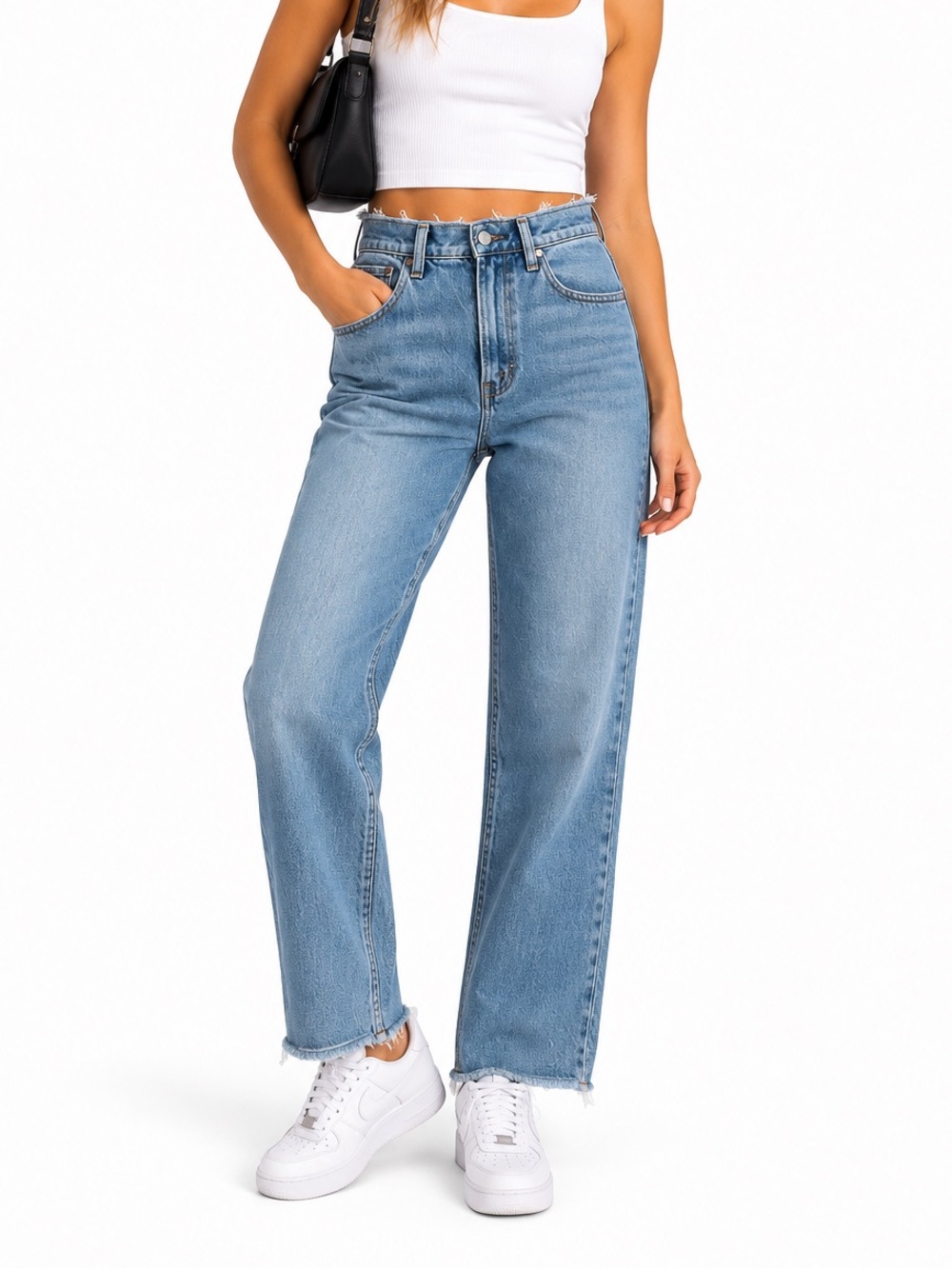 Abercrombie & Fitch 90s Straight Ultra High Rise Jeans 27/4 Raw Hem Y2K